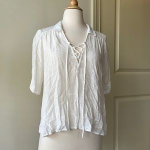 White lace front blouse